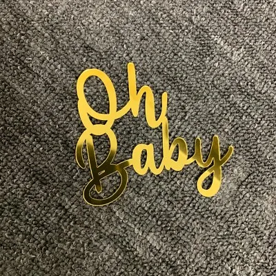 Acrylic Cake Topper Age Oh Baby Birthday Baby Shower Gold Party Decoration Idea • £2.99