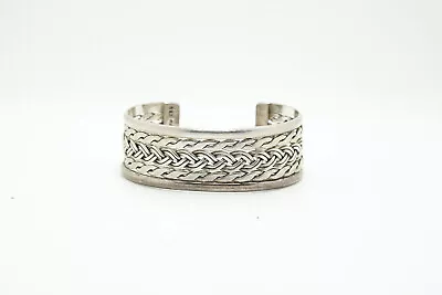 Vintage CII Mexico Sterling Silver Braided Woven Design Cuff Bracelet • $150