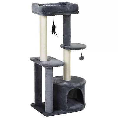 PawHut Cat Multi-Activity Tree Tower W/ Perch House Scratching Post Play Ball • £32.99