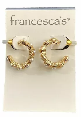 Scallop Gold Pearl Earrings • $14