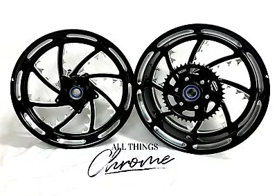 Stock Size Black Contrast Bling Piranha Wheels 2001-2004 Suzuki Gsxr 1000 • $2599.99