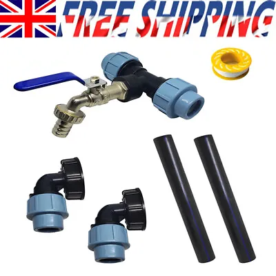 For IBC Adapter Connection Lever Set For 2 Tanks Outlet Tee Connector+Tap Valve • £33.77