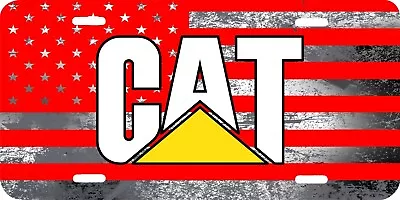 Cat Caterpillar Distressed Red And Gray American Flag License Plate Tractor Tag • $19.95