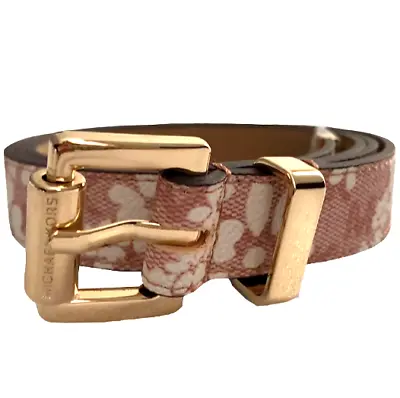 MICHAEL KORS Women's MK Signature Logo & Floral Ballet Leather Belt Size Large • $34.95