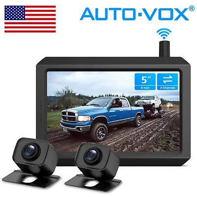 AUTO-VOX W7PRO Wireless Backup Camera System + 5'' Monitor + 2 Rear View Cameras • $139.99