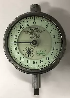 Federal WC3K-H Dial Indicator Adjustable Back 0-.050  Range .00025  Graduation • $53.50