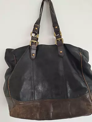 M&S (Autograph) Large 2 Tone Brown Ladies Leather Handbag (45 X 33cm) • £8.50