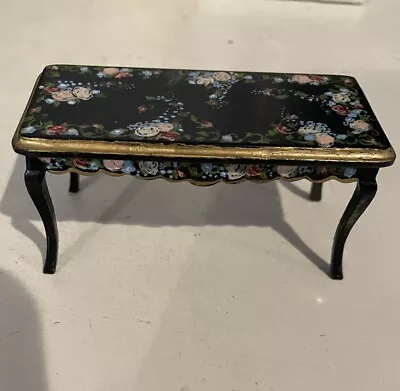 Dollhouse Miniature Hand Painted Black With Roses Table • $8