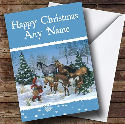 Santa And Horses Christmas Greetings Card Personalised • £3.99