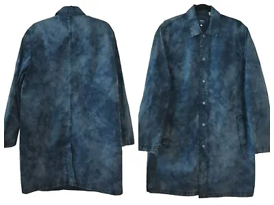 Levis Made Crafted Mens Blue Indigo Dye Pockets Snap Mackintosh Coat Top Medium • $149.87