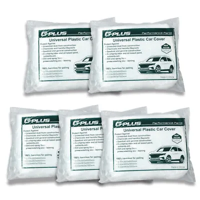 Rain Dust Garage Clear Plastic Disposable Car Cover Temporary Universal 5 Pack • $30.56