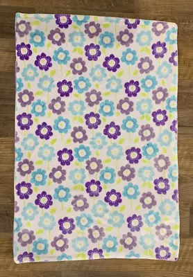 Little Miracles Plush Purple White Aqua Flowers Baby Blanket 30x44  • $16.50