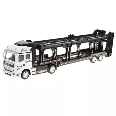 Alloy Die Cast Friction Powered Toy Truck 1/50 Scale Car Transporter Trailer • £12.24