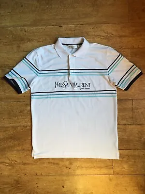 £46.32 • Buy Yves Saint Laurent Pour Homme White Polo Shirt YSL T-Shirt Tee Size M Medium