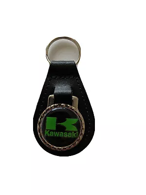 Black  Leather Keyring/ Fob Kawasaki Motorbikes Black&green • £6.40