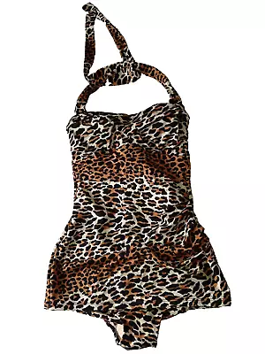 50s Retro Leopard Swimsuit Pinup Couture Size S • £20