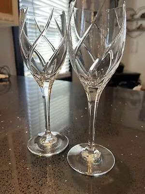 2 Mikasa Olympus Crystal Wine Glasses 8 1/4  Swirl Pattern EUC • $38