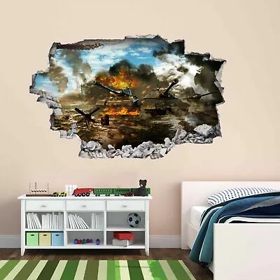 Army Battle War Tank Military 3D Wall Sticker Mural Decal Kids Boys Room CR8 • $29.86