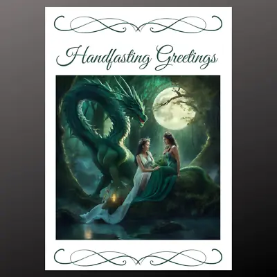 Handfasting Greetings Card Dragon Fantasy Goddess Pagan Wiccan Gay Lesbian • £2.99