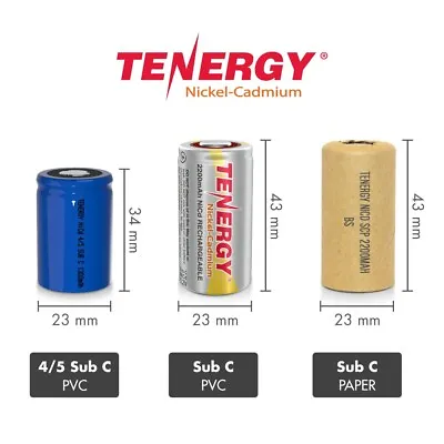 Tenergy Sub C 2200mAh And 4/5 Sub C 1300mAh 1.2V NiCD No Tabs Or With Tabs Lot • $2.10