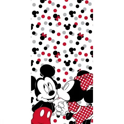 Disney Mickey & Minnie Mouse Bath Beach Towel 140 X 70 Cm 100% COTTON Love Dots • £18.49