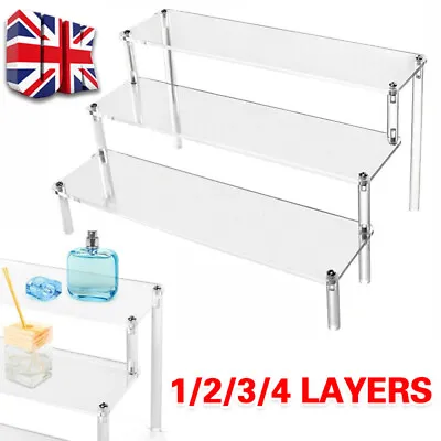Acrylic Riser 1-2-3-4-Tier Self-Install Display Shelf Removable Rack For Figures • £5.99