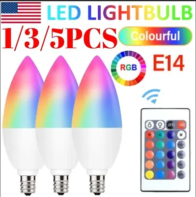 3W E14 RGB Remote Control Candelabra LED Bulb Color Changing Candle Light Lamp~ • $16.95