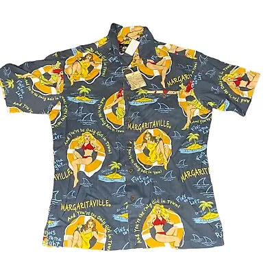 Margaritaville Slate Fins Up Camp Button Up Shirt S • $32.19