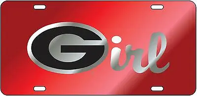 UGA GEORGIA Bulldogs Red Mirrored  G Girl  License Plate / Car Tag • $24.95
