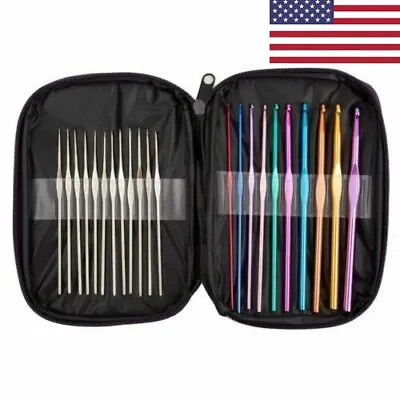 22pcs Mixed Aluminum Handle Crochet Hooks Ergonomic Knitting Knit Needles Weave • $5.99