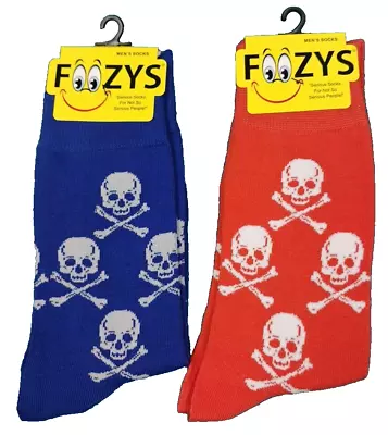 2 Pair Mens Skull & CrossBones Socks Foozys Poison Skeleton  #FM-104 • $13.38