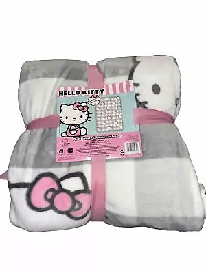 Hello Kitty Twin Size Gray Plush Throw Blanket By Sanrio 60” X 90” • $44.99