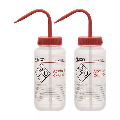 2PK Acetone Wash Bottle 500ml - Wide Mouth Pre-Labeled - LDPE - Eisco Labs • $16.99