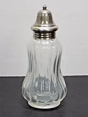Vintage I W Rice Clear Pressed Glass Bulged 6  Muffineer Salt Shaker • $4.95