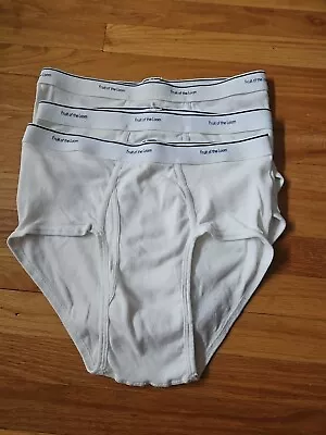 3 Pairs Mens Vintage Fruit Of The Loom White Briefs Large • $25