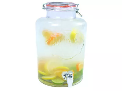 7.6l Drink Dispenser Water Cocktail Tap Juice Punch Party Glass Jar Home • £21.95