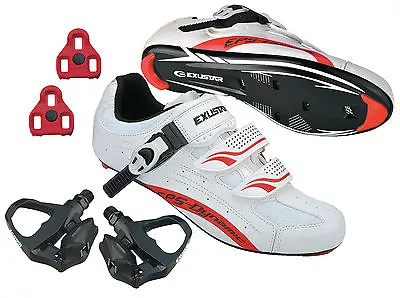 EXUSTAR Road Bike Bicycle Cycling Shimano SPD SL Look Shoes + Sealed Pedals • $119.95