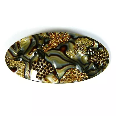 Luxury Large Oval Onyx Barrette Big Round French Hair Clip Formal Hair Accessory • $69.99