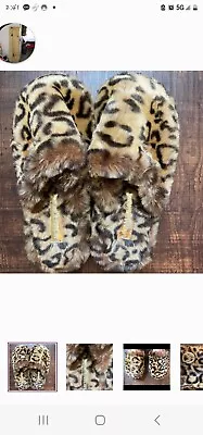 Michael Kors MK Jet Set Faux Fur Leopard Womens Slippers/Slide Size 8 • $17