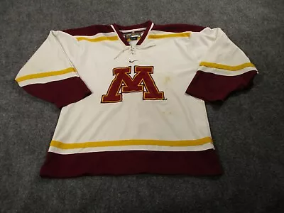 Minnesota Gophers Ice Hockey Jersey Boy's Large White Nike Youth Kids FLAWS* • $18.88