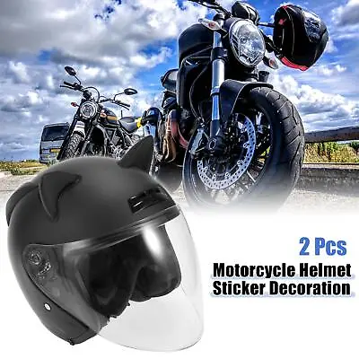 2pcs Cat Ears Style Helmet Decoration Accessories Stick On For Motorcycle Black • $8.69