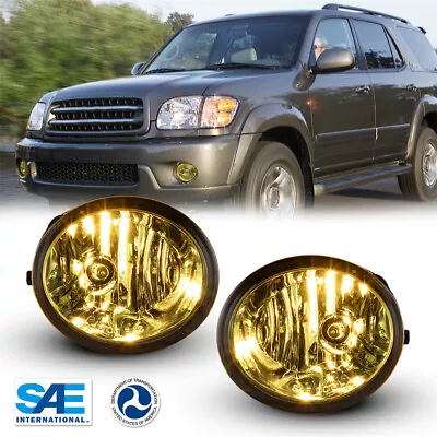 Fog Lights For 00-06 Toyota Tundra 01-07 Sequoia Yellow Lens W/Wiring Switch Kit • $41.99