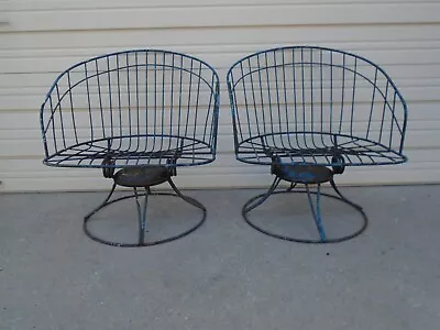 Pair Barrel Chairs Swivel Wire Homecrest Mid Century Regency Kingston 2 Patio • $450