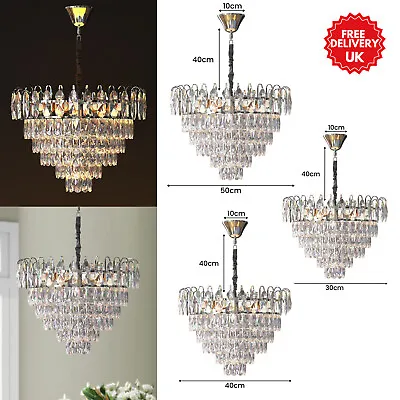 Modern Chrome Crystal Chandelier Luxury Ceiling Pendant Lights For Living Room • £179.89