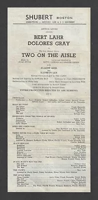 Bert Lahr  TWO ON THE AISLE  Dolores Gray / Comden & Green 1952 Boston Broadside • $15.99