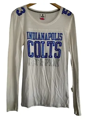 Victoria Secret Pink Indiana Colts Fans Long Sleeve T Shirt White And Blue Large • $8.40