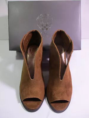 NEW Vince Camuto KALEI Pumpernickel Suede Peep Toe Ankle Booties Boots Size 8.5W • $18.36