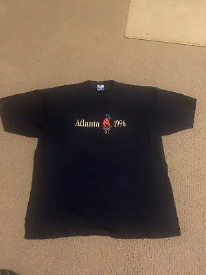 Vintage 1996 Atlanta Olympics Champion Navy Blue T-Shirt Adult XL • $17.75