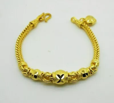 $32.57 • Buy Beaded  22K 24K THAI BAHT YELLOW GOLD GP  Bracelet Bangle Jewelry Women 7 Inch