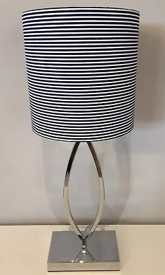 Handmade Lampshade In A Navy And White Stripe Fabric Various Sizes • £18.95